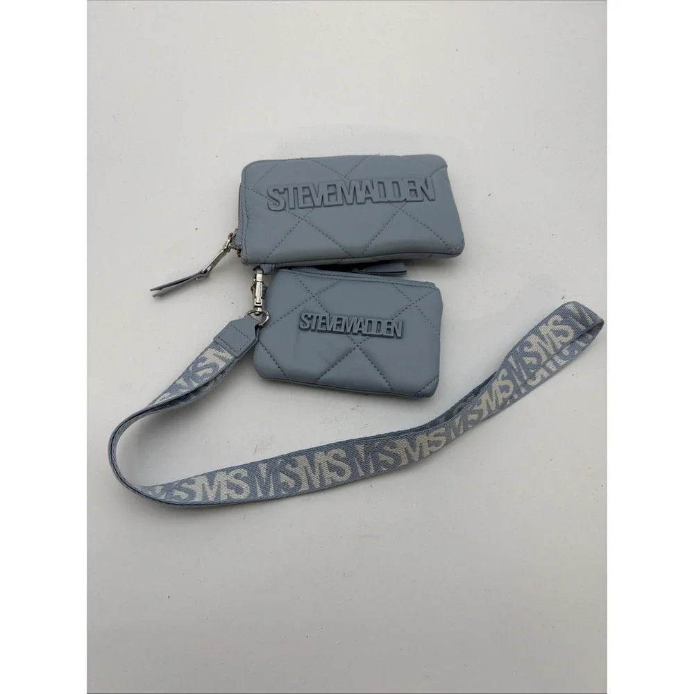 Steve Madden Quilted Wristlet Set/ Blue Haze/ Super Soft